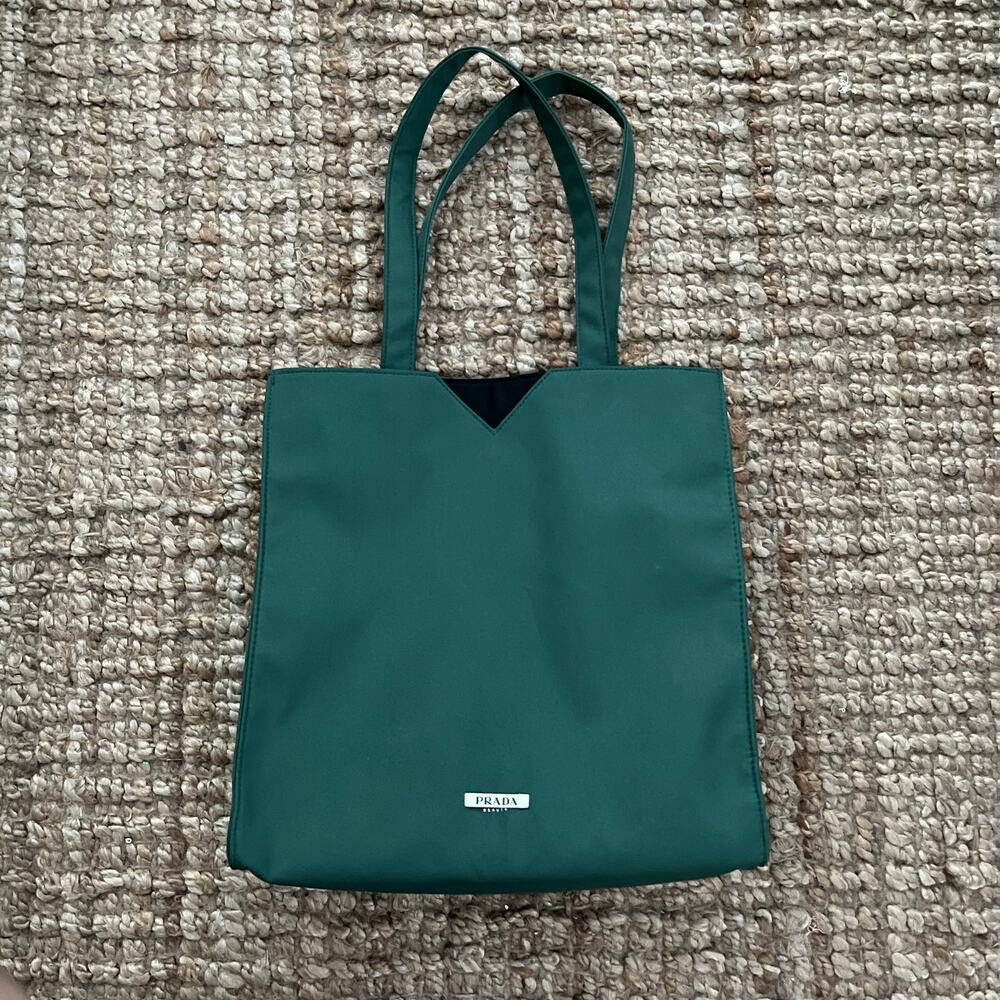 PRADA Beauty Paradigme Forest Green Tote Bag Shoulder Bag Logo NWOT